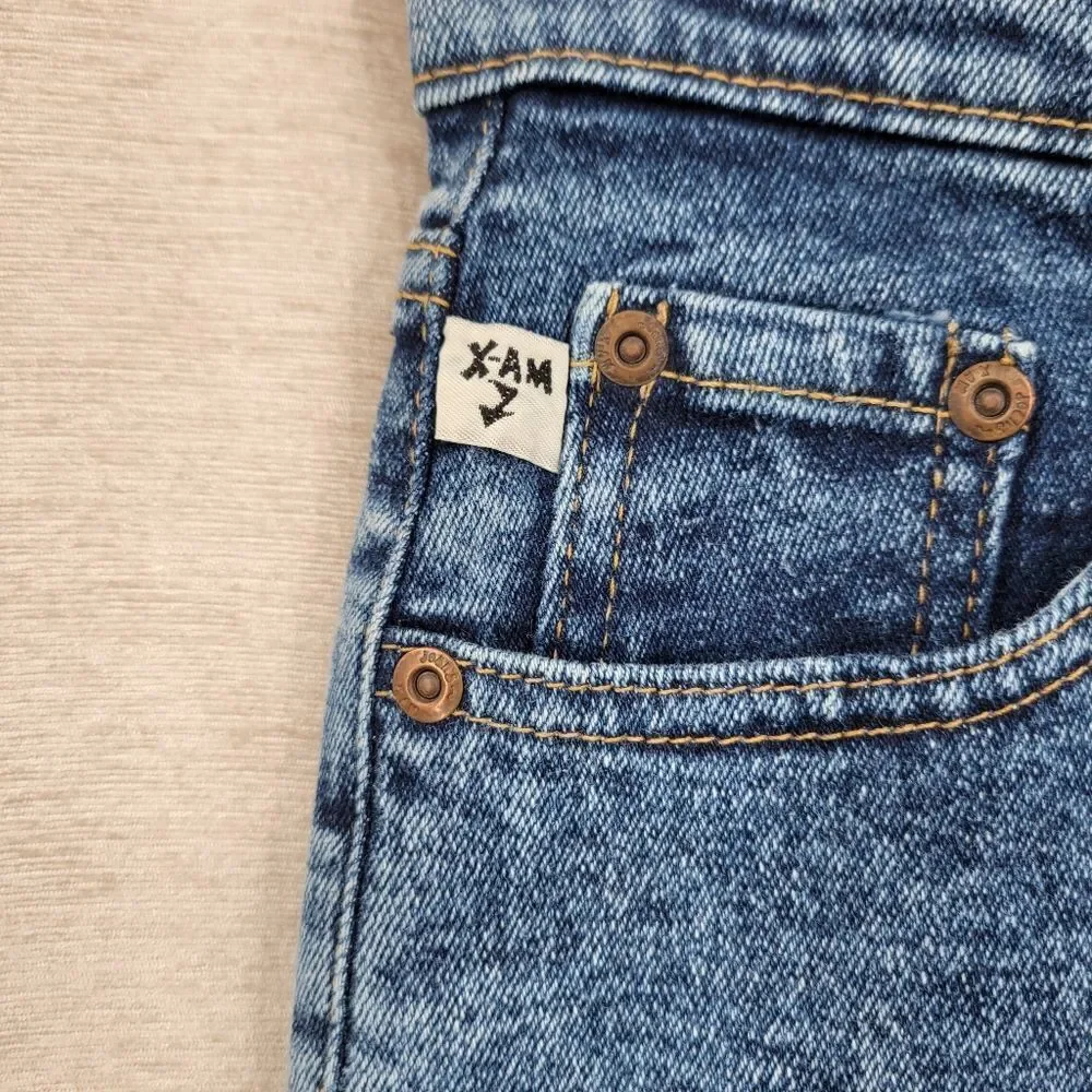 X-AM Jeans Vintage Acid Wash Women's Blue Jeans Stretch High Rise Skinny Mom